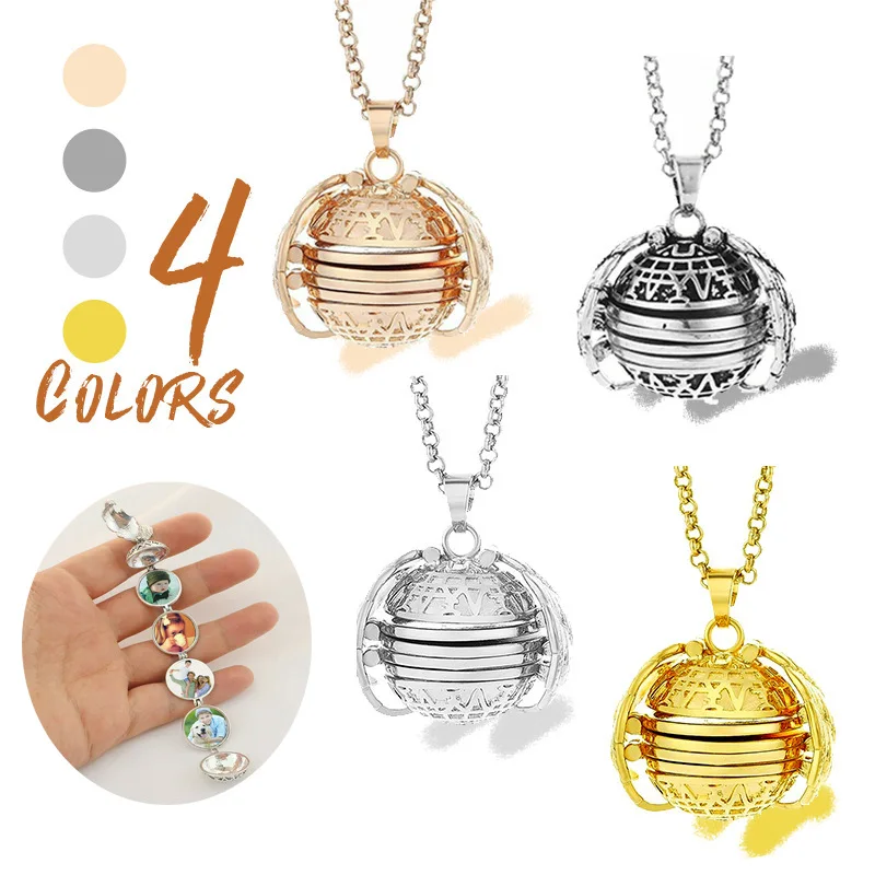 

Magic 4 Photo Pendant Memory Floating Locket Necklace Angel Wings Flash Box Fashion Album Box Necklaces