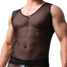 Мужская дышащая мужская Нижняя майка, сексуальное мужское Сетчатое боди, базовая майка, повседневные прозрачные блузки, нижнее белье, Клубная майка