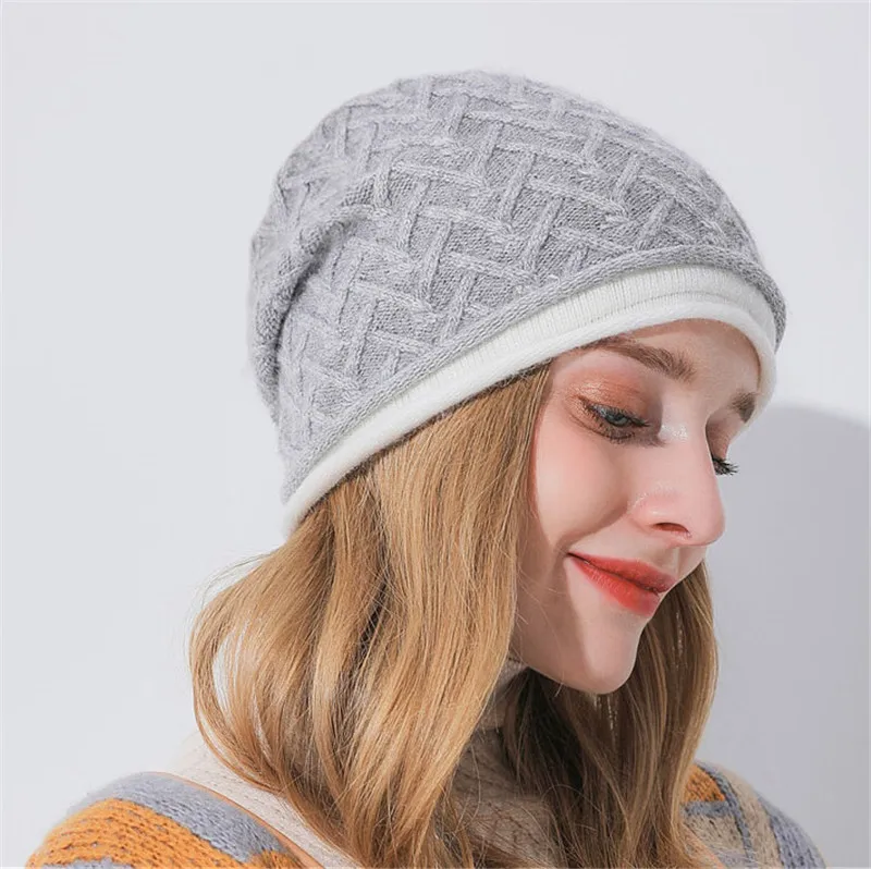 Серый Xthree, Женская кашемировая зимняя шапка, вязаная, Skullies Beanies, шапка для женщин, шерстяная, вышивка, цветок, шапка для девочек, gorros - Цвет: Серый
