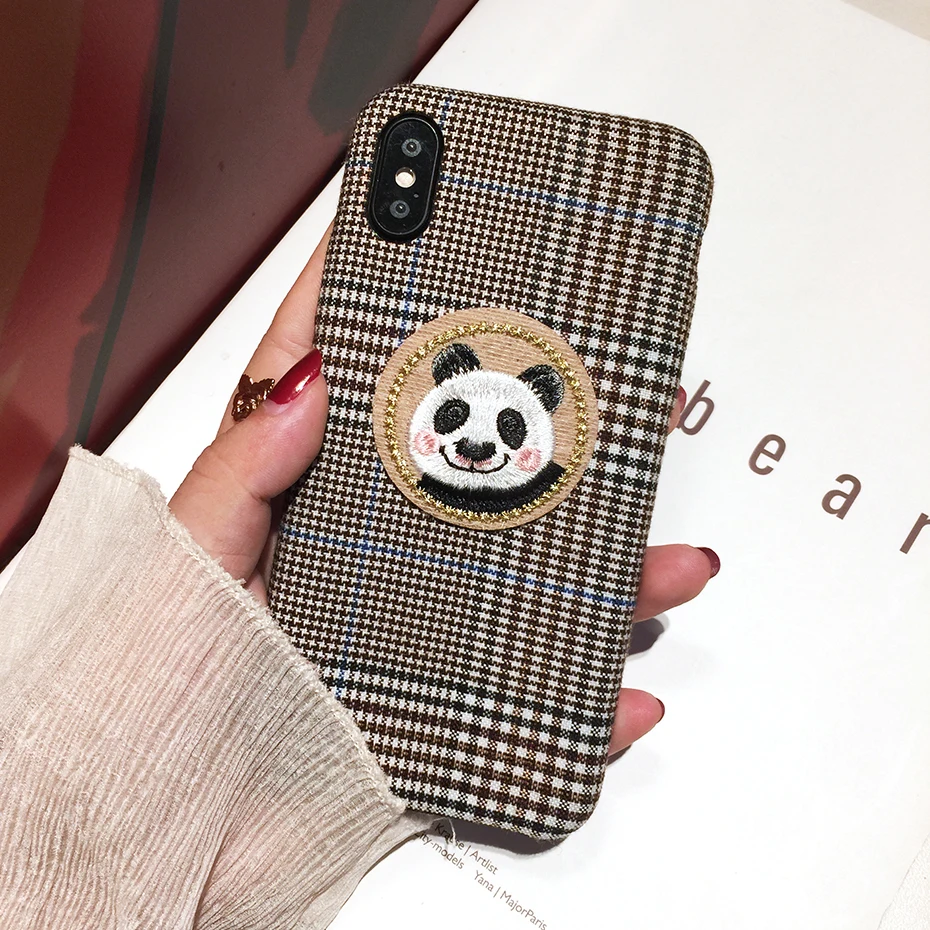 Qianliyao Милая кошка, кролик панда чехол для телефона для iphone X XS Max XR 7 8 6 6S Plus 11 Pro Max чехол s круглая заплатка Ткань задняя крышка