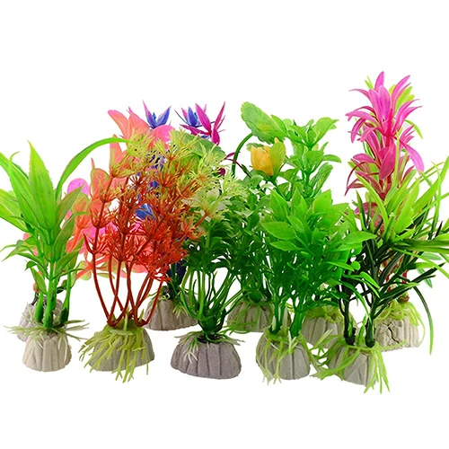 10 шт пластиковая искусственная трава для аквариума, имитация растений, украшения для аквариума
