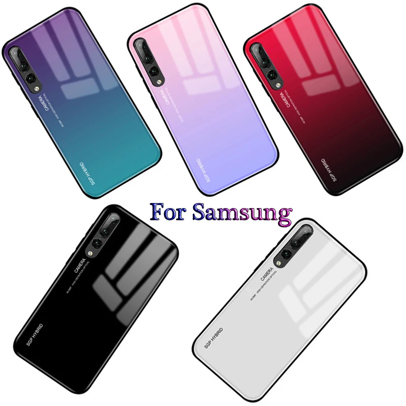 

Gradient Samsun A30 Tempered Glass Case For Samsung Galaxy A50 A30 A10 M10 M20 M30 A 50 40 70 30 Colorful Cover Shell Cases