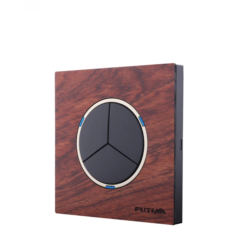 

Retro Wood Switch Panel With LED Three Control Two Way 6A 110V- 250V