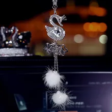 С украшением в виде кристаллов с меховыми помпонами заднего вида зеркало с украшениями со стразами Автомобильная подвеска-украшение авто Интерьер Зеркало заднего вида декоративные амулеты