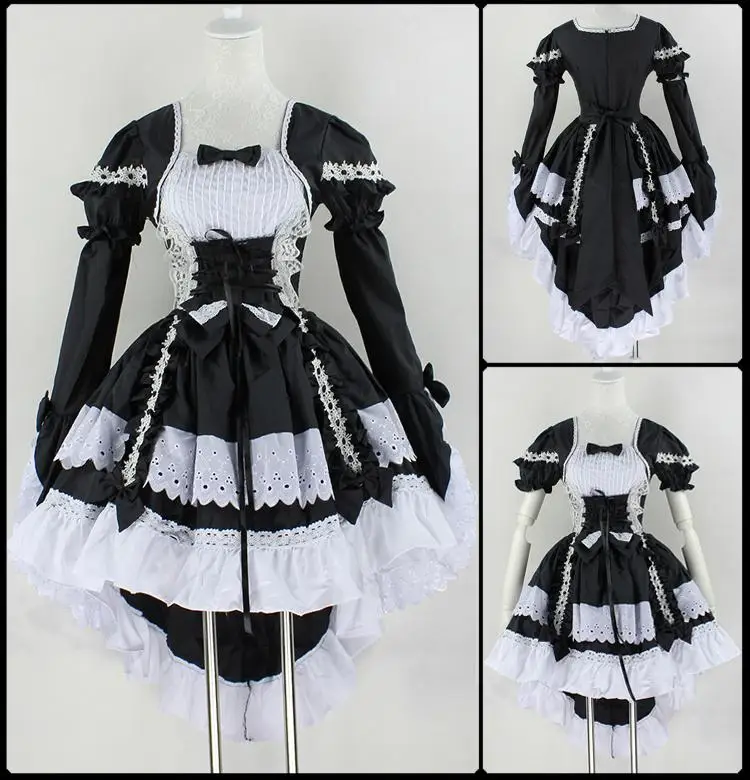 New Fashion Gothic Maid font b Cosplay b font Costume font b Anime b font Halloween