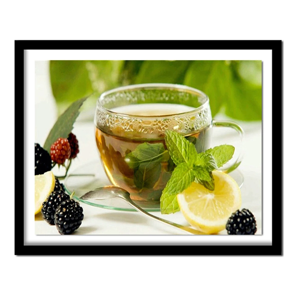 NEW Arrival Diamond Diy Embroidery Coffee cup 5d Round paste full cross stitch kit painting fruit | Дом и сад