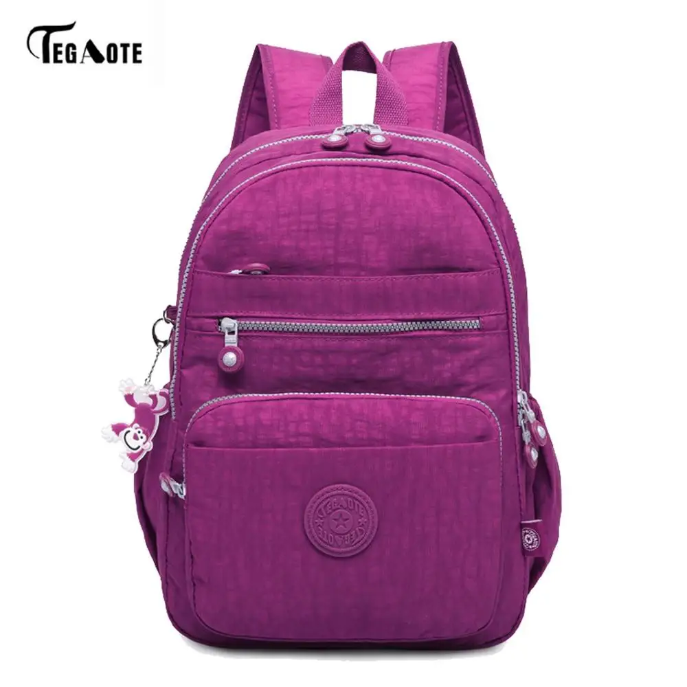 TEGAOTE рюкзак для ноутбука Водонепроницаемый Школьный рюкзак для девочек повседневный мужской женский нейлоновый рюкзак для школы Подростковая Детская сумка для мальчиков - Цвет: Purple red