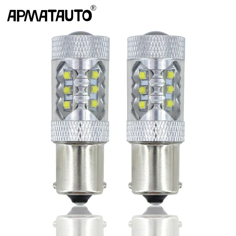 

2x white for XBD Chips 1156 S25 P21W BA15S LED Bulbs Car Backup Reverse Light Parking Lamp DRL 6000k For VW AUDI A4 BMM