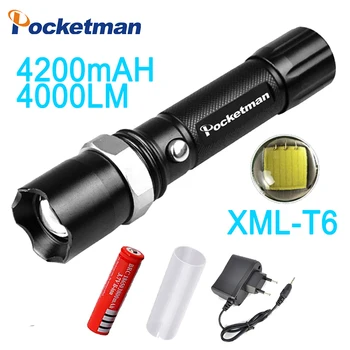

XM-L T6 Led Flashlight 3800Lumens Led Torch Zoomable Waterproof Tactical Flashlight lanterna for 1x18650 Camping Hiking