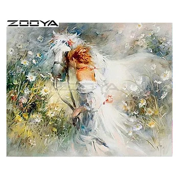 

ZOOYA 5D DIY Diamond Painting Full Square Animal Horse Diamond Painting Flowers Diamond Cross Stitch Mosaic Decoration BK1373