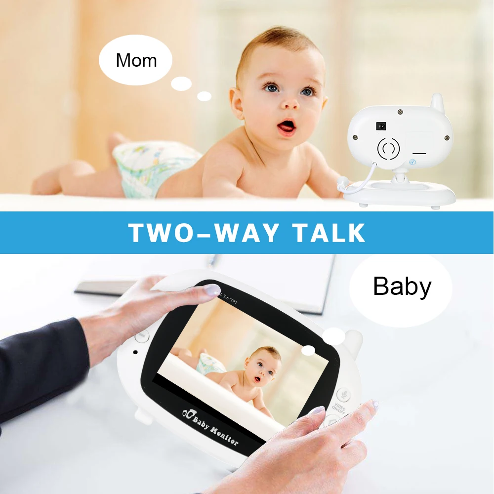 3," цветной ЖК-видео беспроводной детский монитор 2 способа разговора цифровой ночного видения ИК няня Babyfoon детская камера с музыкальной температурой