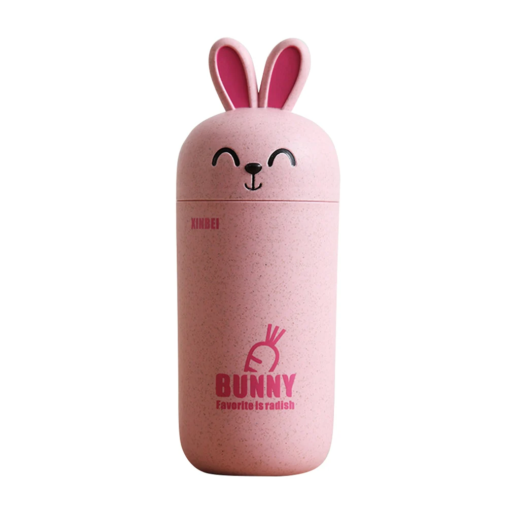 Экологичная Пшеничная солома воды чашки милый кролик экологически чистые чашки Прямая - Цвет: Розовый