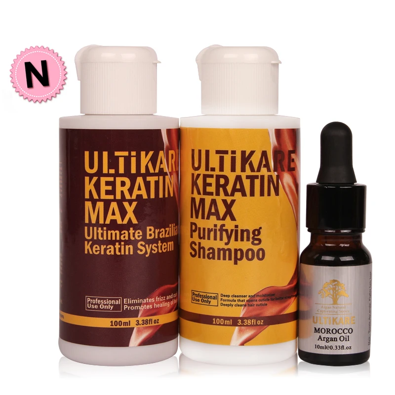 100ML Brazilian Keratin Hair Treatment Formalin 5% 100ML Purifying Shampoo with Free 10ML Argan Oil Straightening and Treat Hair magical treatment hair straightening cream set keep hair shiny and suppleness 120ml magic master keratin purifying shampoo comb