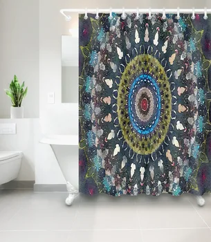 

Retro Mandala Meditation Flower Shower Curtain Waterproof Polyester Fabric Bathroom Curtains Home Decor Hooks Set Bath Products