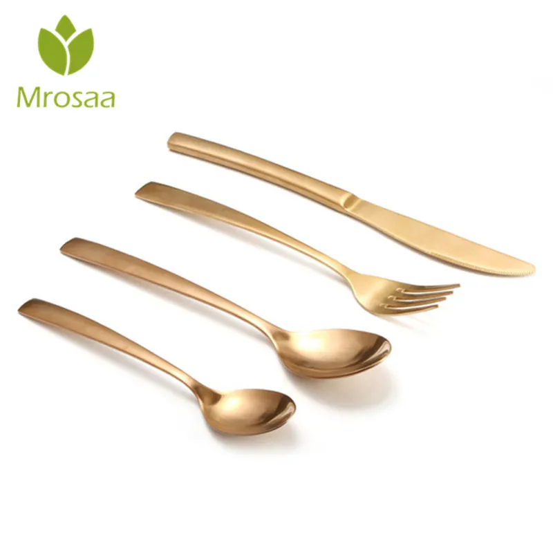 

Mrosaa 1Pc Stainless Steel Rosy Gold Flatware Cutlery Steak Fork Knife Soup Spoon Scoop Dinnerware Tableware Set Hot Sale