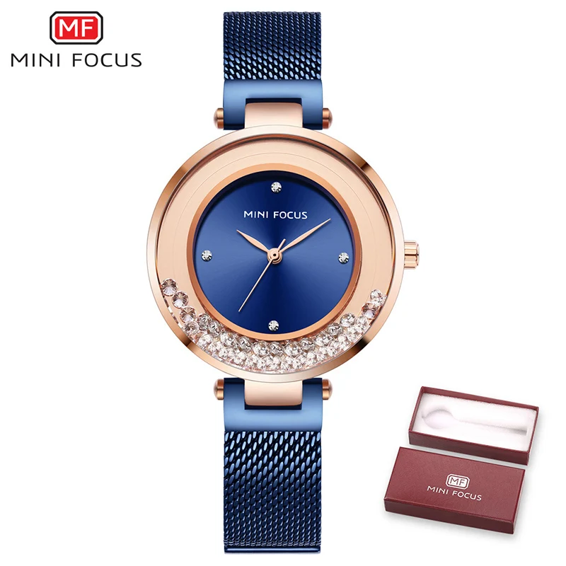 Женские часы, часы MINIFOCUS, Женские кварцевые наручные часы, платье, женские наручные часы, брендовые, Роскошные, модные, Relogio Feminino - Цвет: Blue