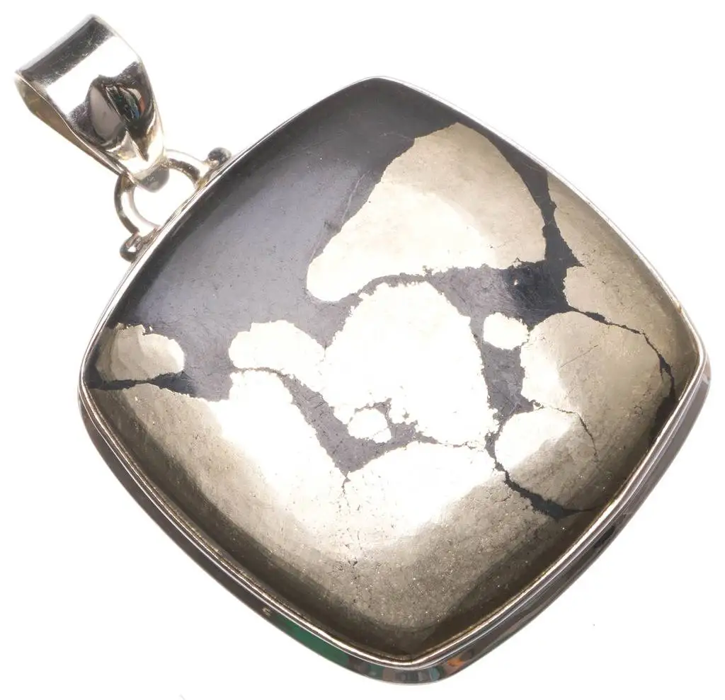 

Natural Apache Gold Stone Handmade Indian 925 Sterling Silver Pendant 1 3/4" U0332