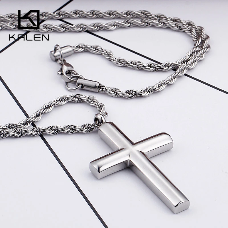 Kalen collares Cruz para hombre, joyería acero inoxidable, joyería barata, alta pulido, 50cm|cross pendant necklace|cross necklacefashion necklace - AliExpress