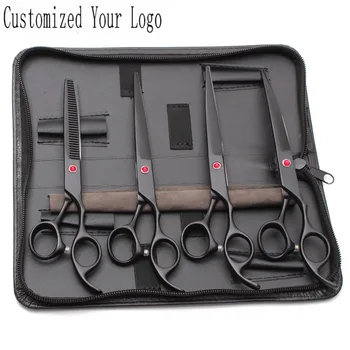 

Suit 7" JP Stainless Customized Logo Grooming Shears Straight Scissors Thinning Shears Up&Down Curved Scissors Pets Shears C3103