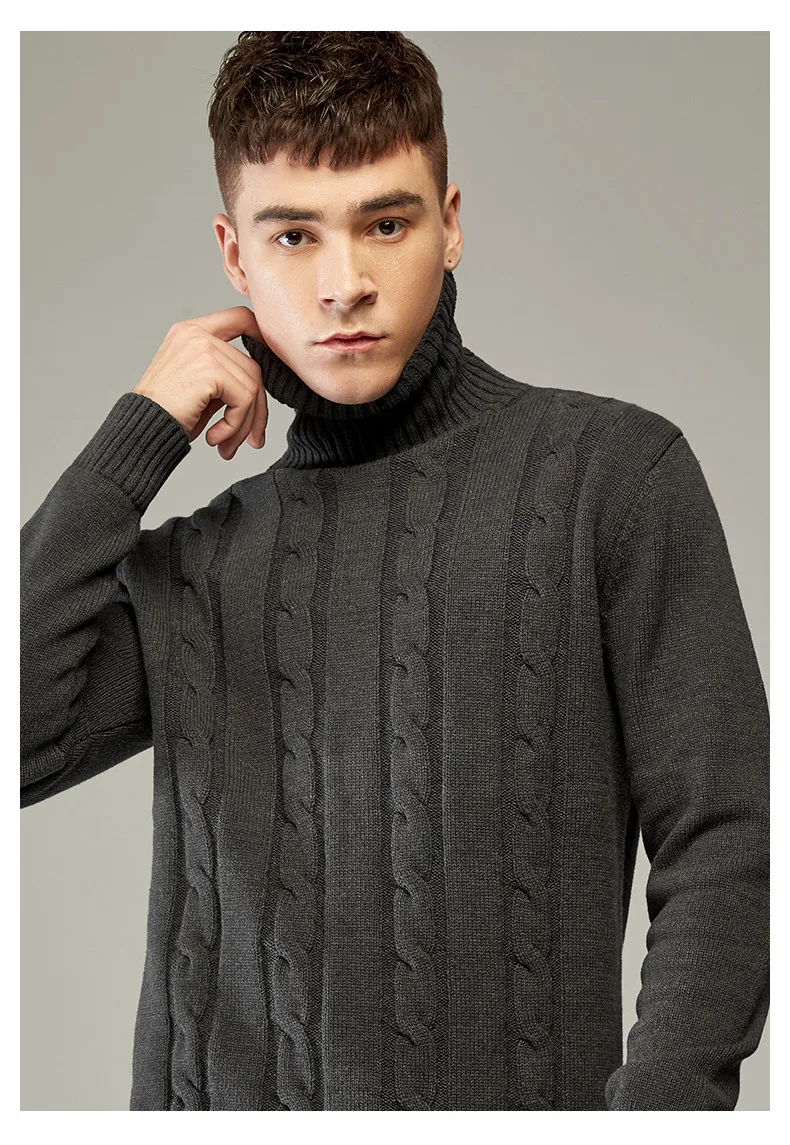 2019 Sweater Men Women Thick Cable-Knit Turtleneck Men Pullover Swaeters Autumn Winter High Quality Couples Sweater Male Female 09