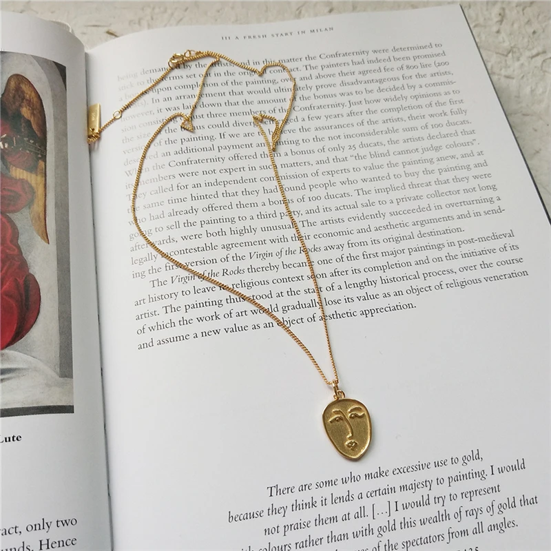 ROMAD ожерелье с абстрактным лицом, подвеска из стерлингового серебра 925, золотое ожерелье короткая цепочка для женщин, модное ювелирное изделие R2