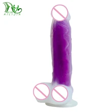8.27″ Fluorescent Dildo Flexible Penis Strong Suction Cup Realistic Huge Liquid Dildo Fluoresce Glowing Dick Sex Toys for Women