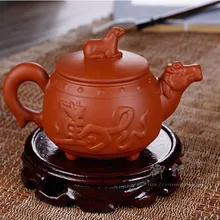 Горячая, ручной работы, четыре фута, чайник с чайным впрыскивателем, красная/черная глина, Tetera 175 мл, Zhu Ni фарфор, китайский керамический чайник