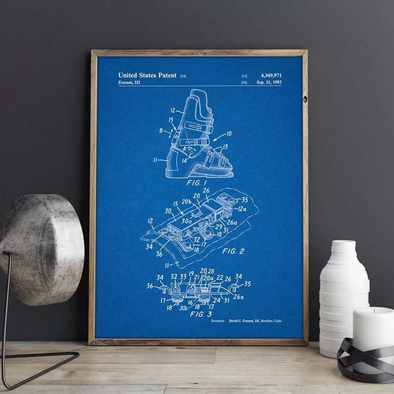 Ski Boots Patent Poster Ski Wall Art Decor