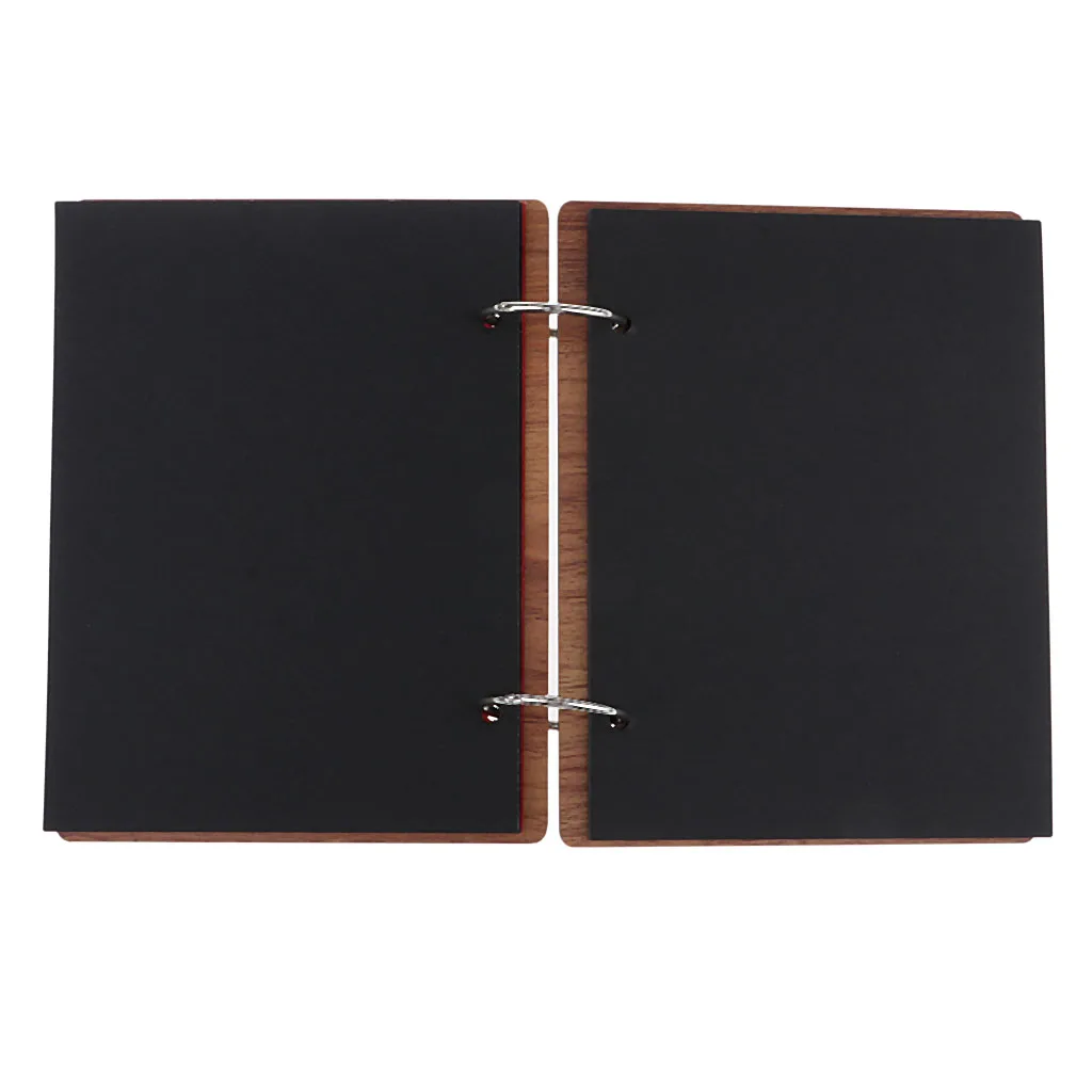 6 inch 16 Pages Kraft Paper Wooden Cover Scrapbook Photo Album Display Guest Book Craft for Wedding Valentines Day Memorial