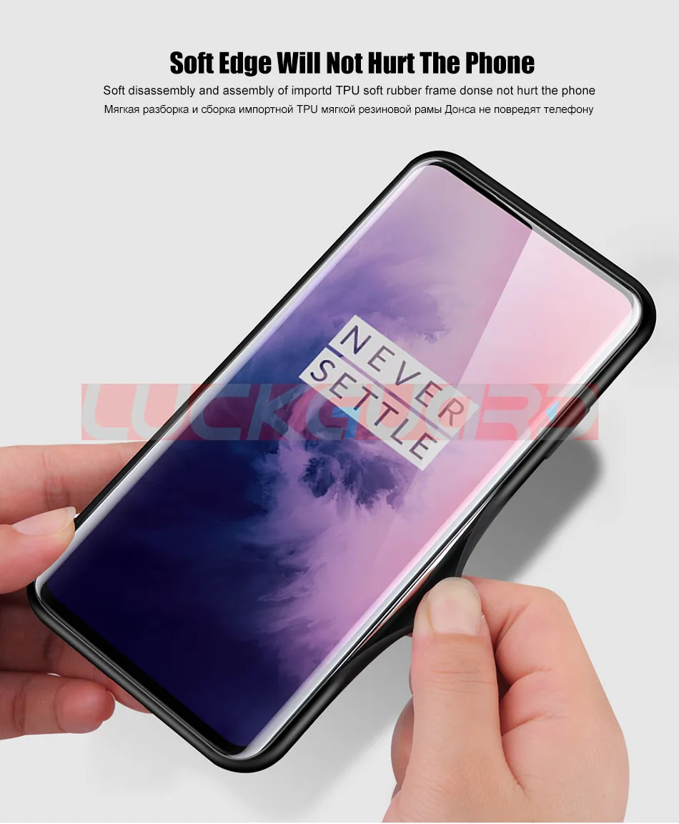 Градиентный чехол для телефона из закаленного стекла для OnePlus 7 Pro One Plus 7 Pro Ультра тонкий роскошный силиконовый бампер для Oneplus 7 1+ 7