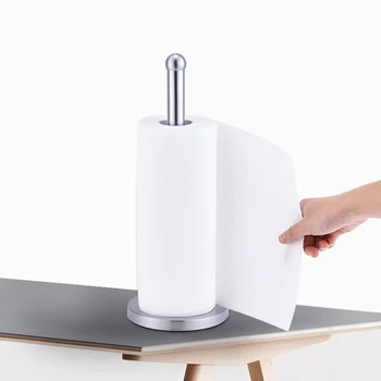 

Metal Stainless Steel Standing Kitchen Roll Paper Tissue Holder Dispenser Bathroom Home Table Decoration Napkins Rack Organizer