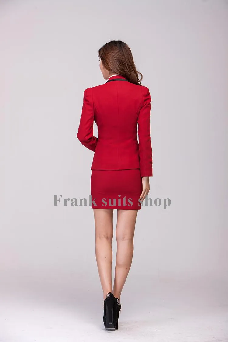 Заказ Красный 2 шт. комплект офисная юбка костюм Новинка Весна Бизнес Формальное ПР Единый стиль женщин юбка и куртка
