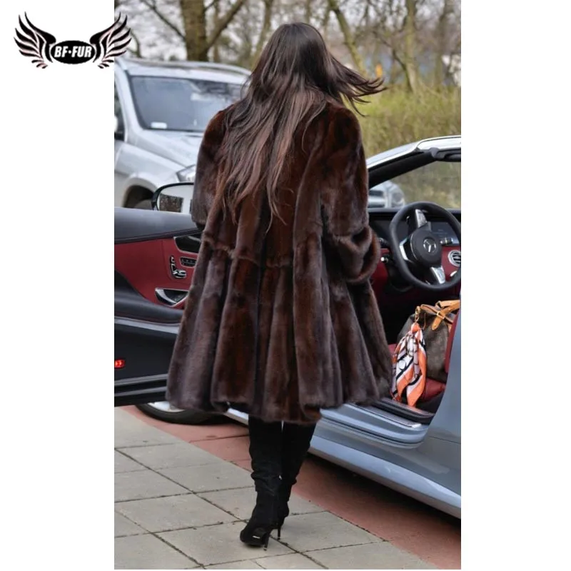 BFFUR, Женское зимнее пальто из натурального меха норки, куртка из натурального меха норки, длинное пальто из натурального меха, женское роскошное пальто