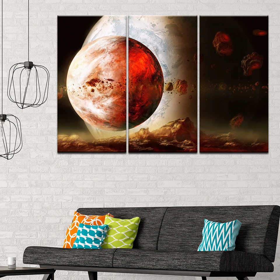 

Canvas Painting Solar System Planets 3 Pieces Wall Art Painting Modular Sport Wallpapers Poster Print for living room Home Decor