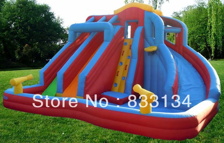 trampoline and slide set