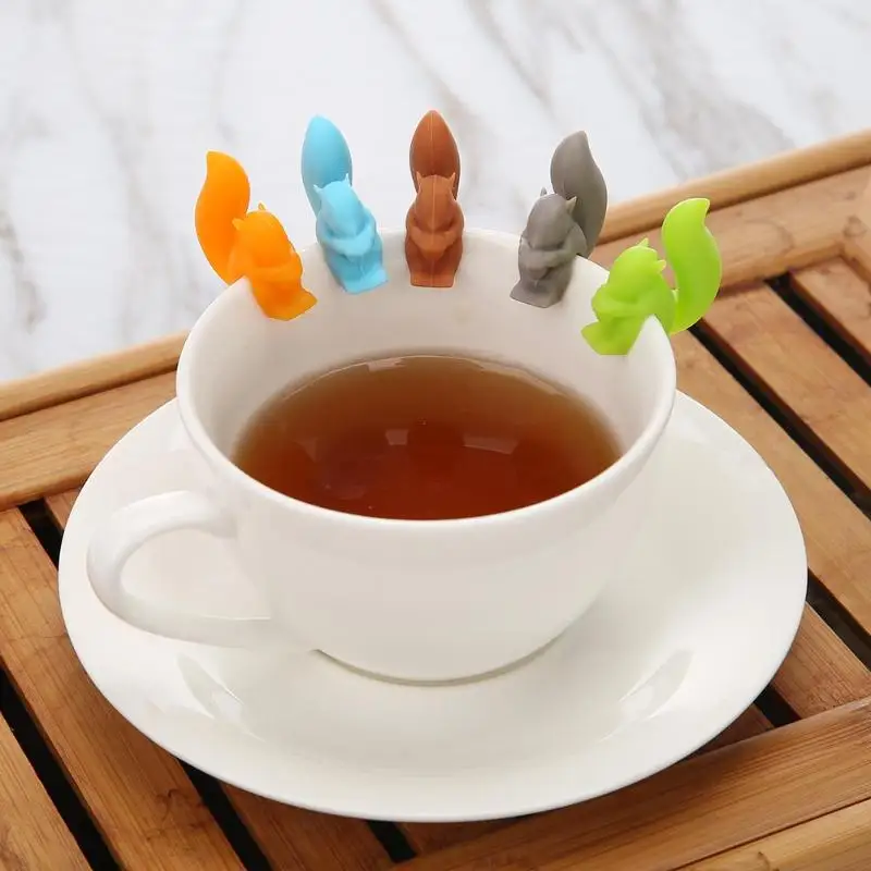 

Cooking Tools Small Recognizer Device Tea Infuser Cup Of Tea Hanging Bag 5pcs Cute Silicone Squirrel Tea Bag Hanging Tea Infuser