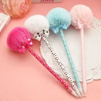 

Wholesale 20Pcs/Lot New Student Prizes Creative Promotional Pens Balls Plush Ballpoint Pen School Supplies H0252