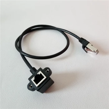 

100pcs/lot 90 Degree Bending RJ45 Data Extension Cable with Mounting Function Male to Female 60cm Black