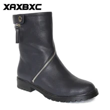 XAXBXC Retro British Style font b Leather b font Oxfords Black Short Boot font b Women