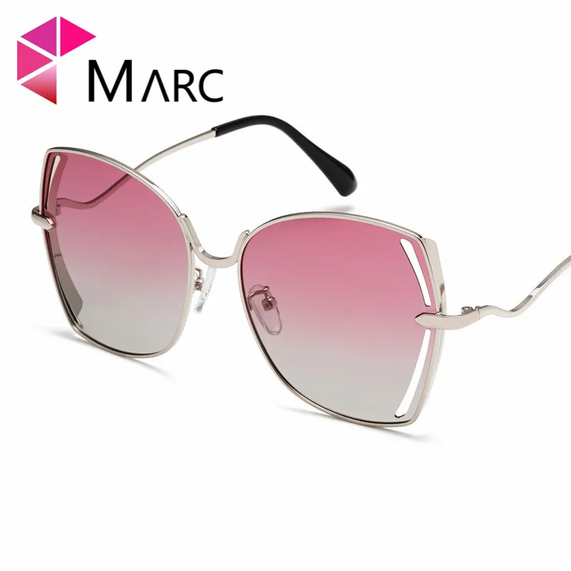 

MARC Fashion Women Sunglasses Polarized Hollow Eyeglasses Trend Gradient Female Driving Glasses Personality Alloy Purple green 1