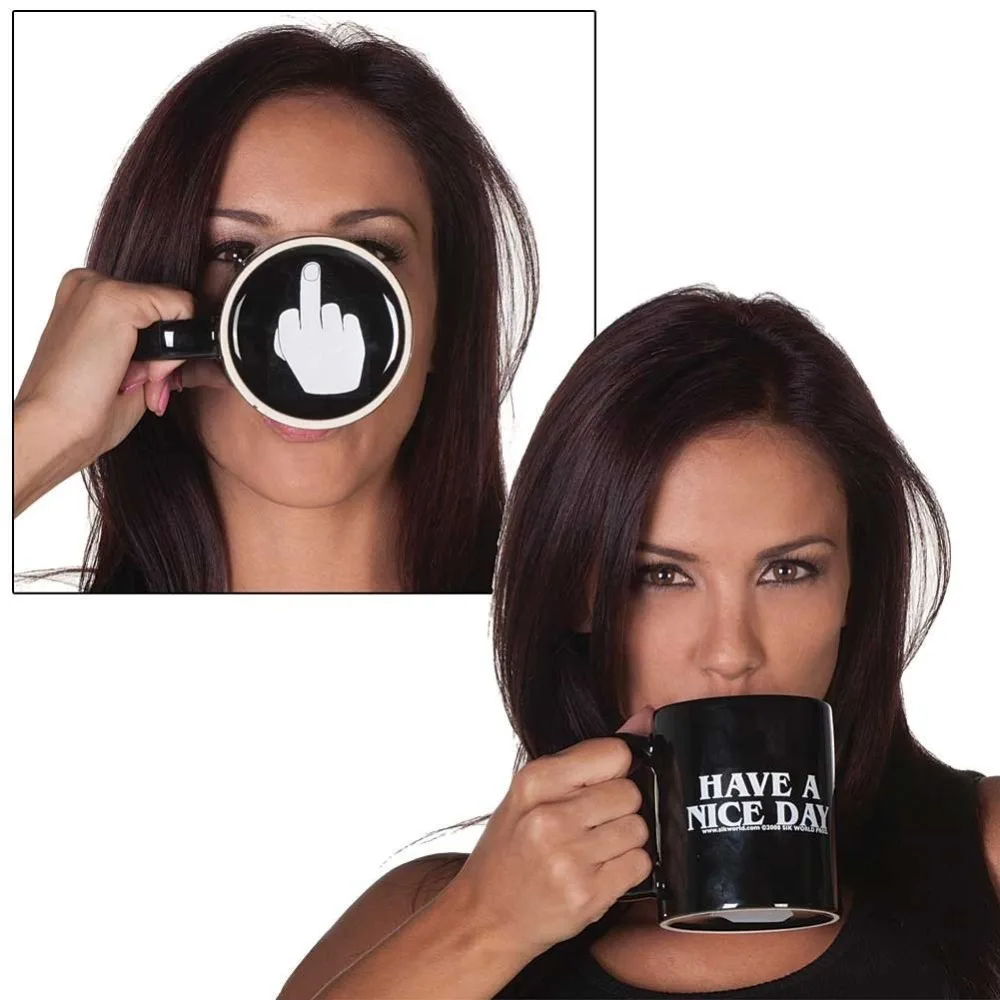 

Creative Have a Nice Day Coffee Mug Middle Finger Funny Cup for Coffee Milk Tea Cups Novelty Gifts