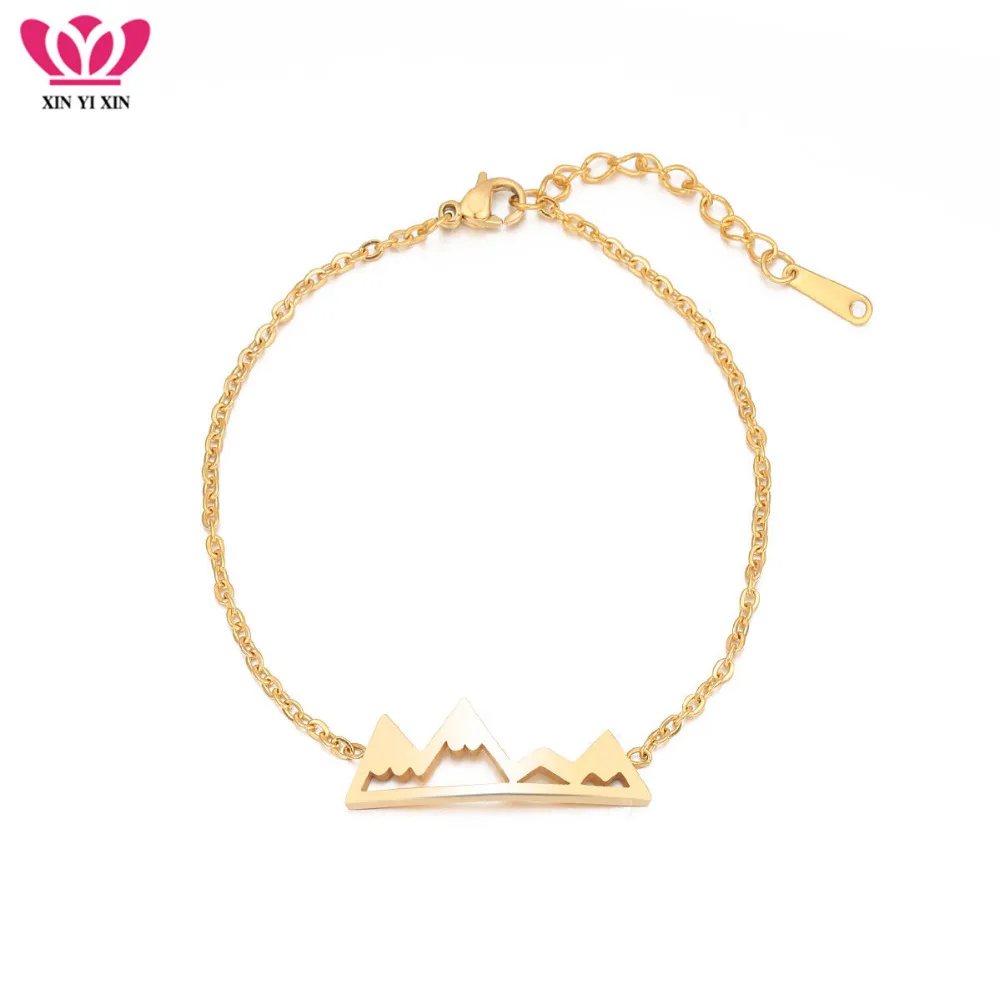 

Gold Mountains Stainless Steel Charm Bracelets Bangles Personalized Bracelets For Women Fashion Jewelry Party Gifts Wholesale
