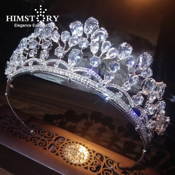 

Himstory Bling Bling Full Zircon Tiaras Crown Bridal Diadem Mariage Wedding Hair Accessory Prom Party Festival Birthday Gift