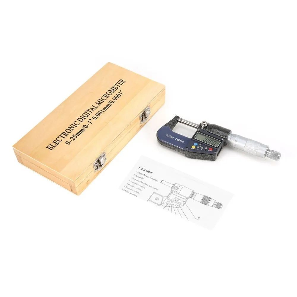 

New 0.001MM Electronic Outside Micrometer 0-25mm Digital Micrometer Caliper Gauge Meter Micrometer Carbide Tip Measure Tools