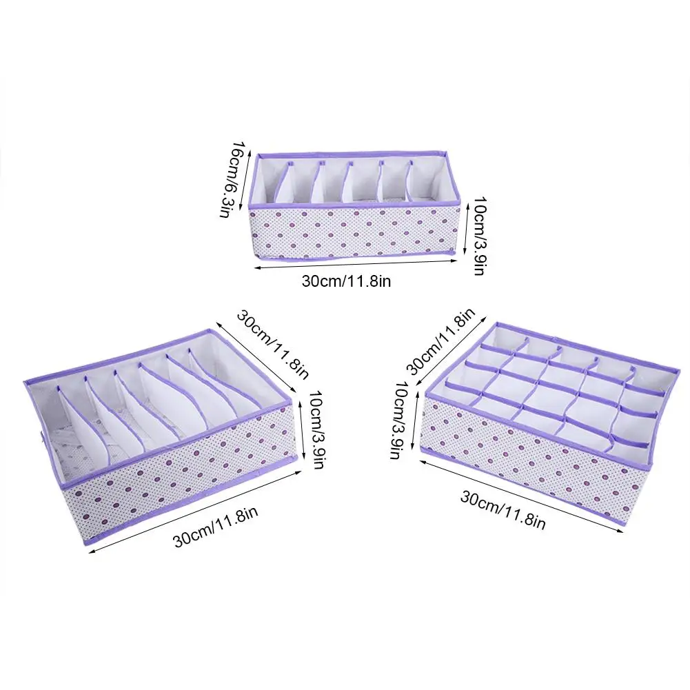 3 шт./компл. складная коробка для хранения нижнего белья делитель Органайзер носки шкаф контейнер - Цвет: Фиолетовый