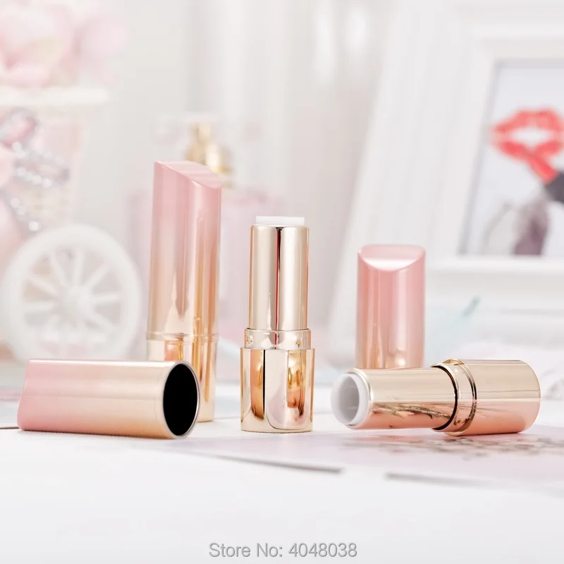 12.1mm Plastic Cosmetic Lipstick Tube Empty Lip Balm Container Refillable Bottle Pink an Gold Lipbalm Tube Containers (1)
