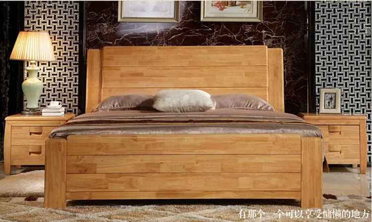 Высокое качество кровать дубовая мебель для спальни кровать из цельного дерева мебель для спальни 3094