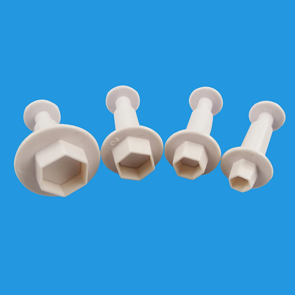 

TTLIFE 4pc/set Hexagon Plunger Cookie Cutter Fondant Cake Decorating Tools Biscuit Mold baking Tools for Cakes Sugarcraft
