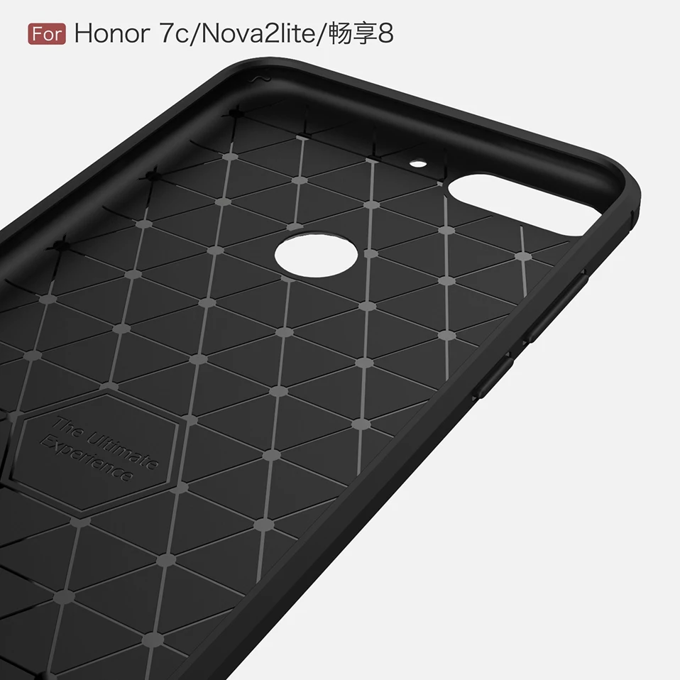 Reaoom Phone Case for Huawei Honor 7C Carbon Fiber Texture Back Cover for Huawei Nova 2 Lite Enjoy 8 Brushed Soft TPU Shell Capa (4)