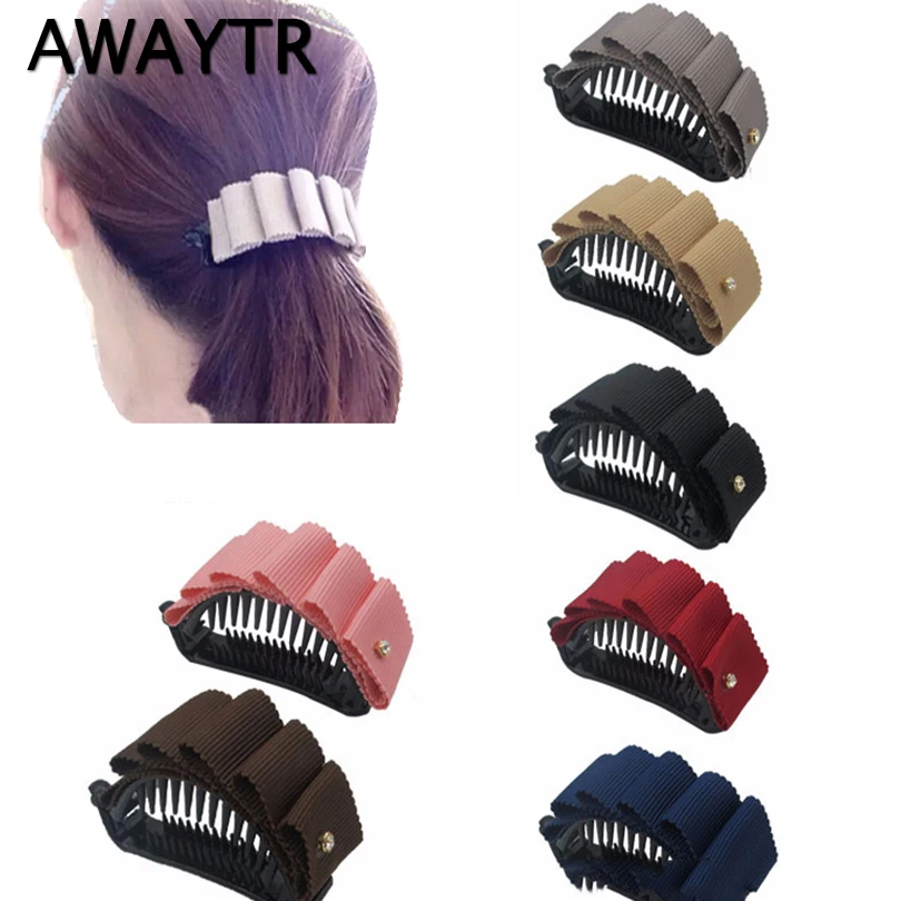 

AWAYTR New Fashion Women Hair Claws Barrettes Vintage Headwear Banana Hairpins Tie Hair Clip For Girls Hair Accessories